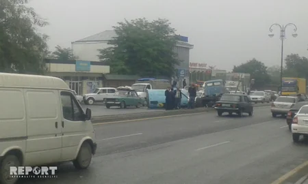 Quba rayonunda su daşıyan avtomobil qəza törədib - FOTO