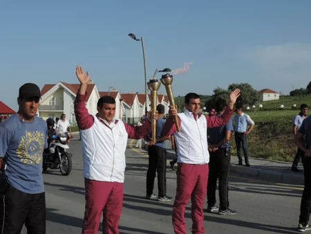 Birinci Avropa Oyunlarının məşəli Azərbaycanın şimal bölgəsinə qədəm basdı - FOTO