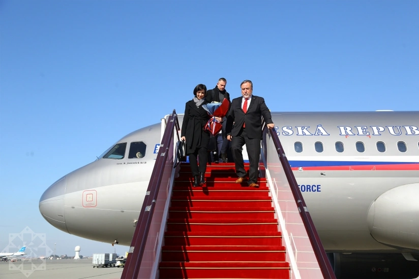 Marketa Pekarova Adamova arrives in Azerbaijan