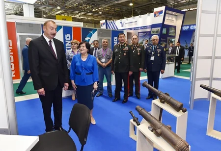 President Ilham Aliyev views 3rd Azerbaijan International Defense Exhibition ADEX 2018