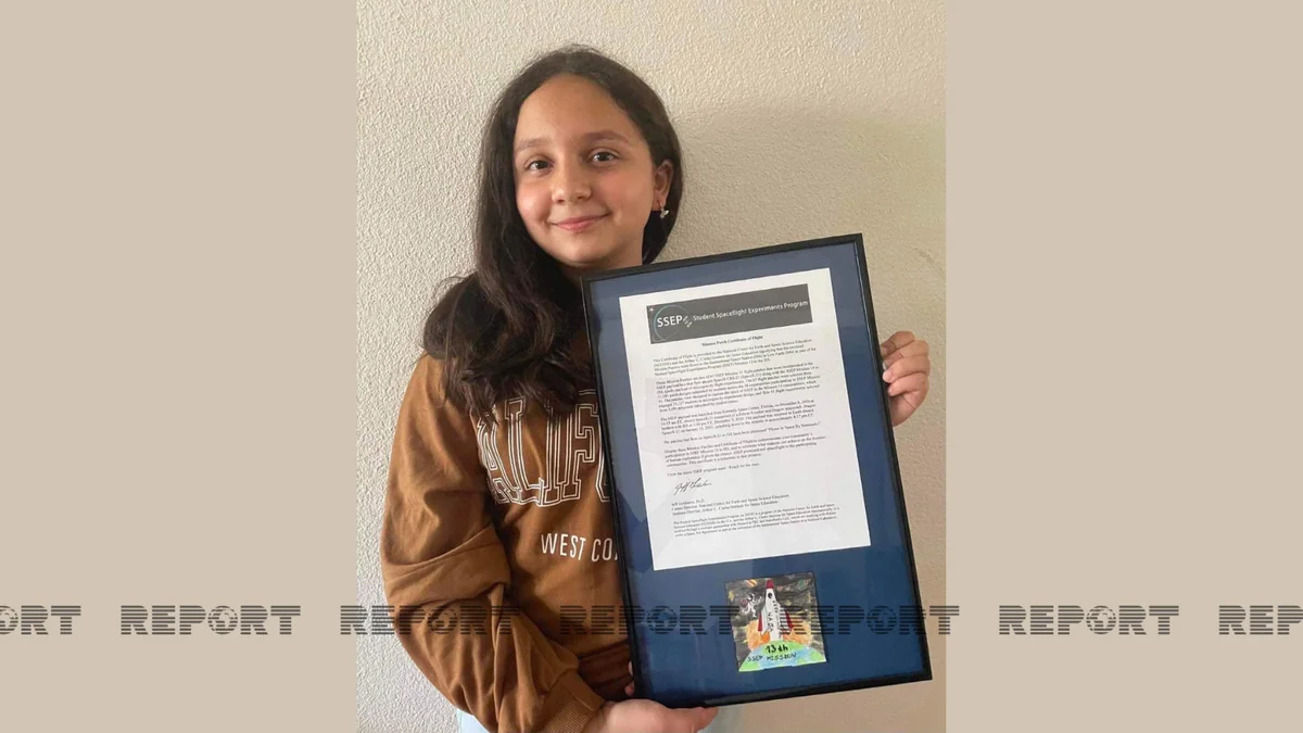Azerbaijani schoolgirl receives NASA's international certificate