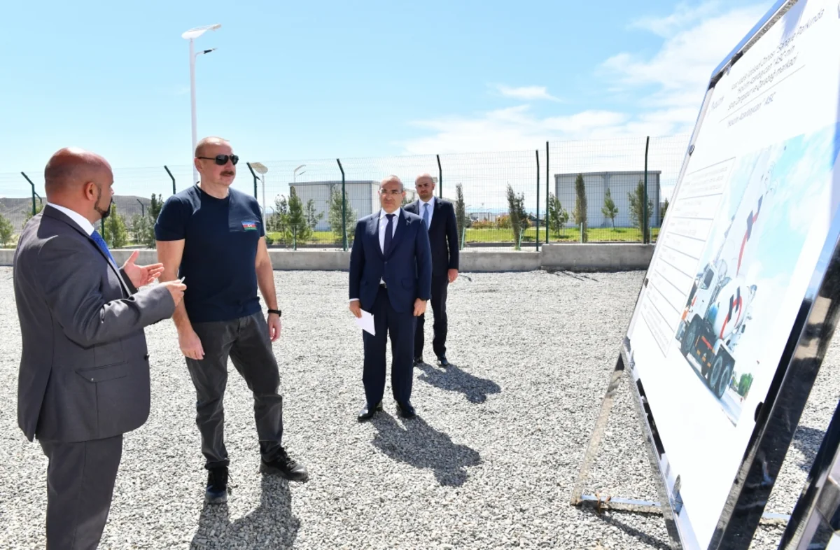 Ilham Aliyev views works done in Araz Valley Economic Zone Industrial Park and lays foundation stone for some facilities