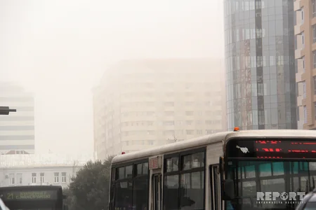 Bakını güclü duman bürüyüb - FOTO