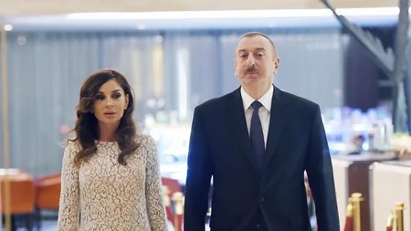 President Ilham Aliyev and First Lady Mehriban Aliyeva watch Qarabag vs Galatasaray charity match