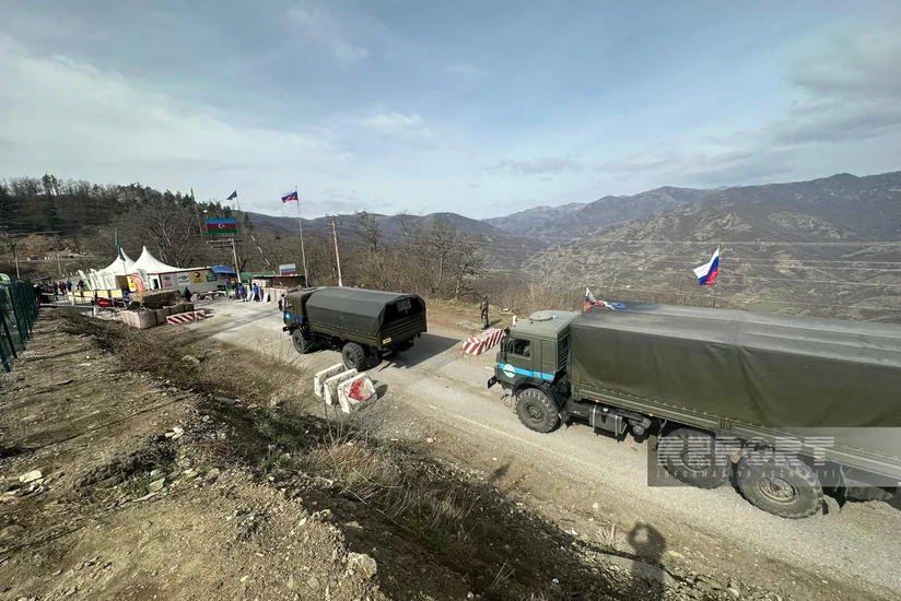 Vehicles of Russian peacekeepers move freely along Khankandi-Lachin road