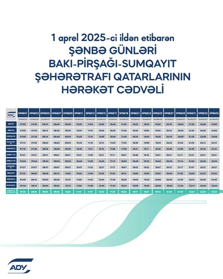 ADY Abşeron dairəvi dəmiryol marşrutu üzrə qatarların yeni qrafikini təqdim edib