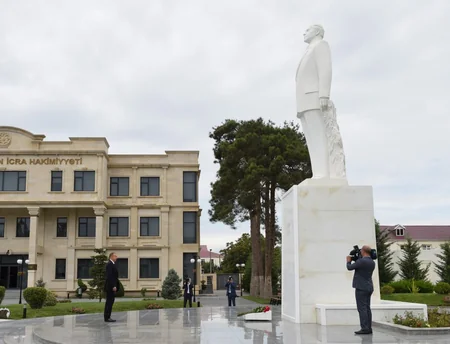 President Ilham Aliyev arrived in Bilasuvar district for a visit
