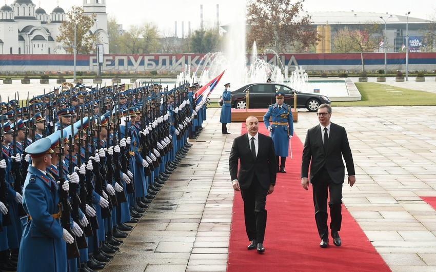 Prezident İlham Əliyevin Belqradda rəsmi qarşılanma mərasimi olub
