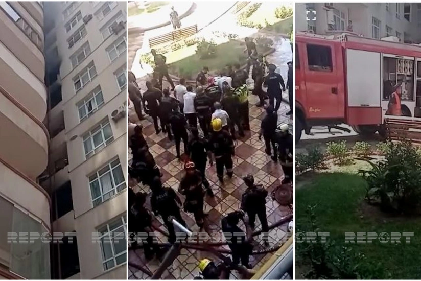 Fire breaks out in 16-storey residential building in Baku