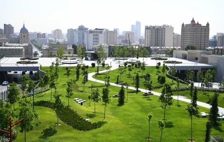 President Ilham Aliyev attends opening of garden outside Tazapir mosque and Central Park built along Fuzuli street