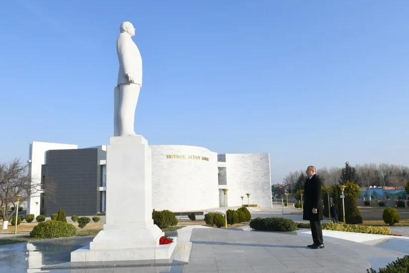 President Ilham Aliyev arrives in Aghstafa