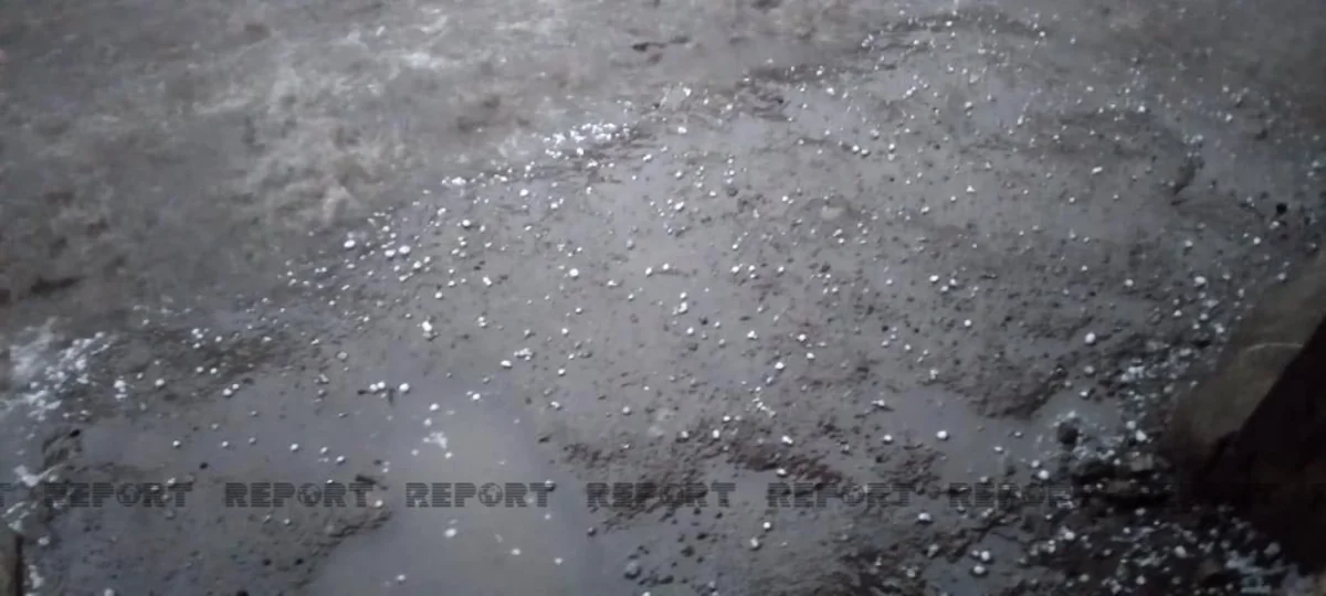 Daşkəsənə leysan yağış yağıb, dolu düşüb