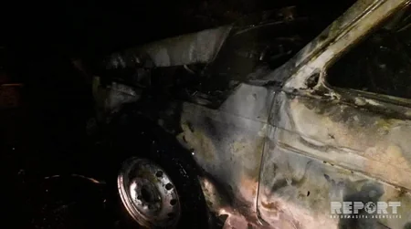 Kürdəmirdə avtomobil yanıb - FOTO