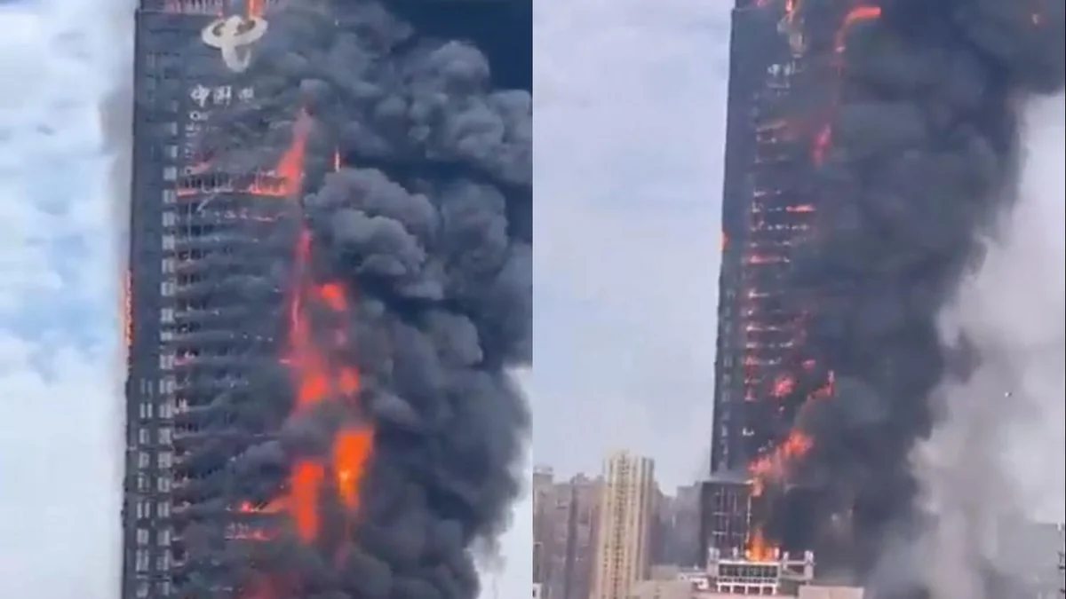 Çində dövlət mobil operator binasındakı yanğın söndürülüb