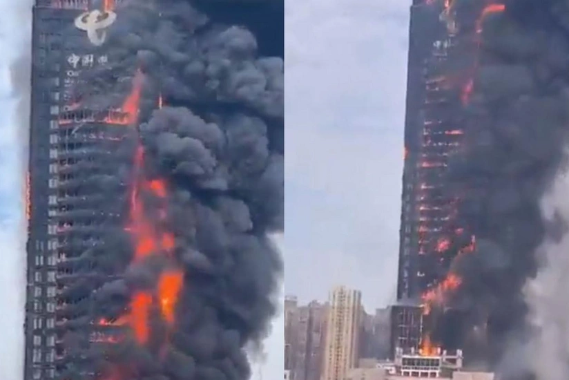 Çində dövlət mobil operator binasındakı yanğın söndürülüb