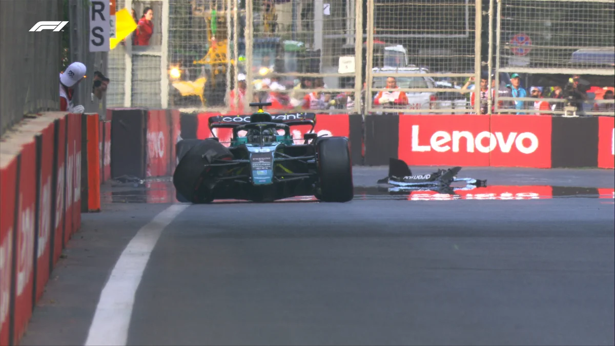 Formula 1: Bakıdakı qəzadan sonra bolidin ön hissəsi qopub