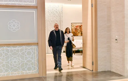 President Ilham Aliyev and First Lady Mehriban Aliyeva watch Qarabag vs Galatasaray charity match