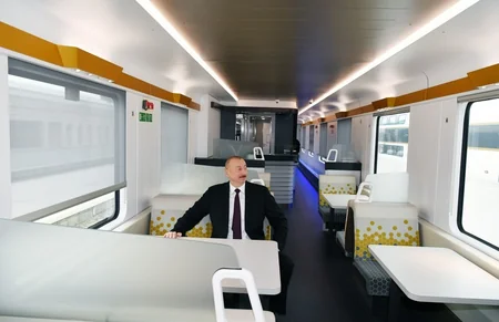 President Ilham Aliyev viewed passenger train to run on Baku-Tbilisi- Kars railway route