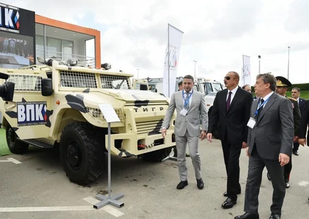 President Ilham Aliyev views 3rd Azerbaijan International Defense Exhibition ADEX 2018
