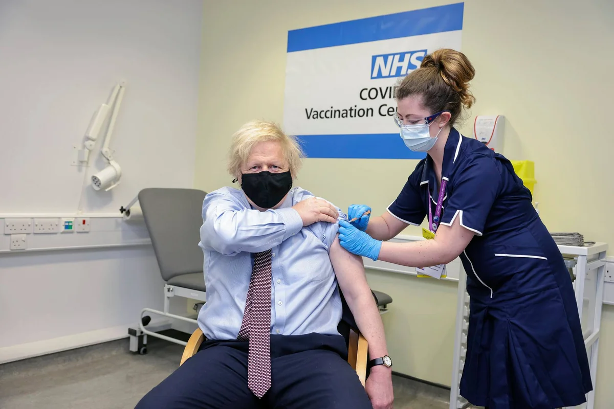 Boris Johnson receives Oxford-AstraZeneca vaccine