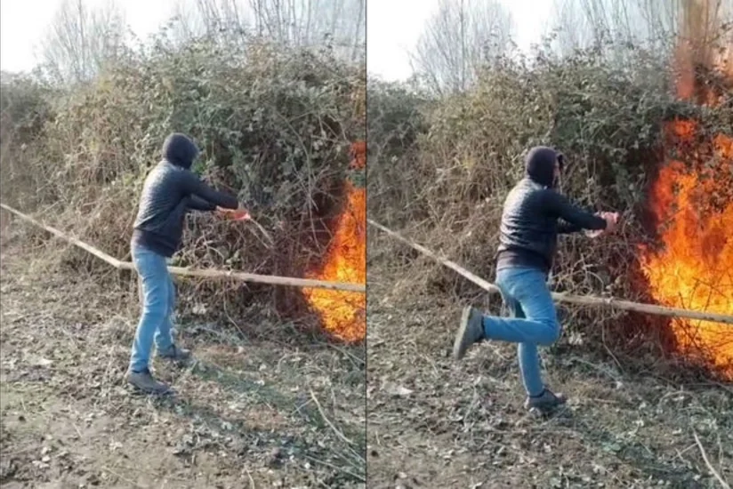 Zərdabda qaz xətti keçən ərazini yandıran şəxs saxlanılıb