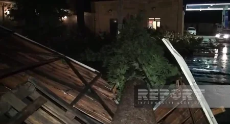 Сильный ветер и ливень вызвали ряд последствий в Гёйчае