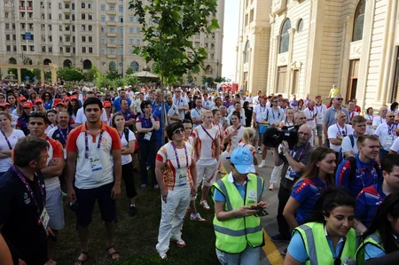 “Bakı-2015”-in Atletlər Kəndində Azərbaycan və Avropa Olimpiya Komitəsinin bayraqları qaldırılıb - FOTO