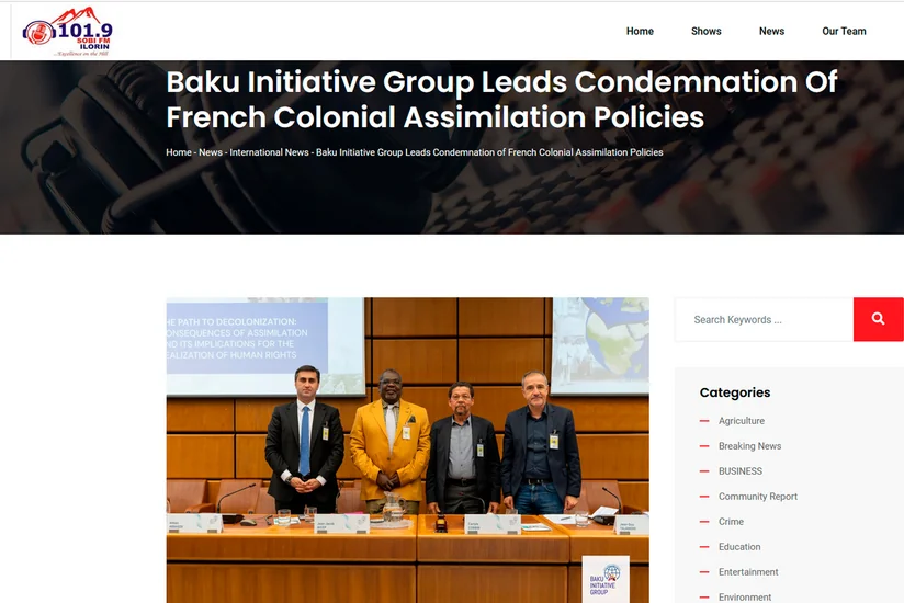 Bakı Təşəbbüs Qrupunun beynəlxalq fəaliyyəti Afrika mətbuatında