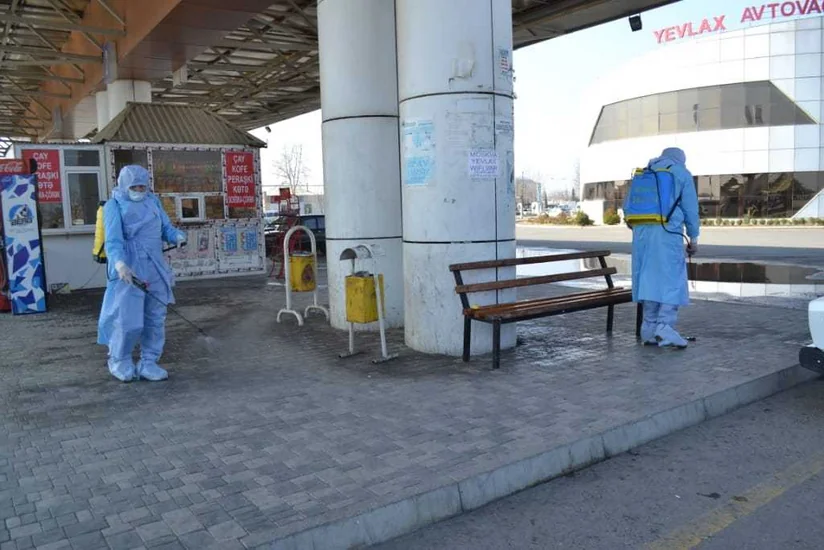 Yevlaxda koronavirus əleyhinə dezinfeksiya