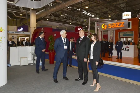 President Ilham Aliyev views Bakutel 2018 exhibition