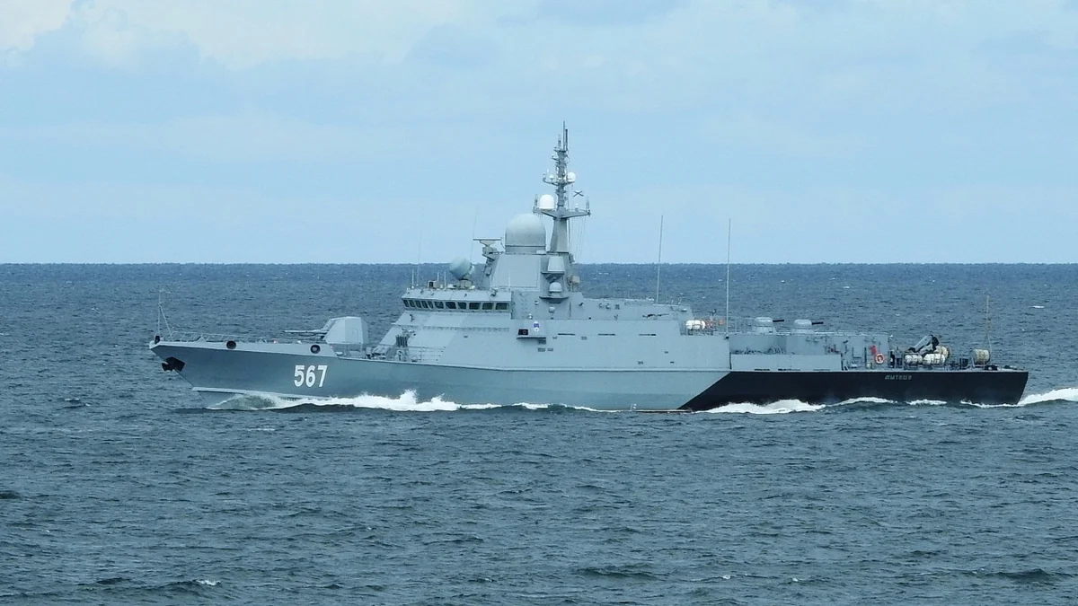 Russian warships conduct exercises in Caspian Sea