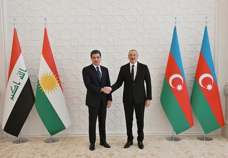 Prezident İlham Əliyevin İraq Kürdüstan Regionunun başçısı ilə görüşü olub