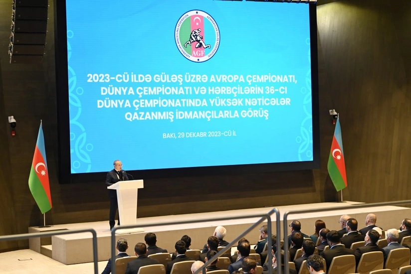 2023-cü ildə yüksək nəticələr əldə etmiş Azərbaycan güləşçiləri ilə görüş keçirilib