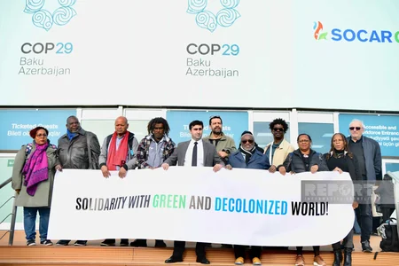 Protest action against Dutch and French colonialism held at COP29 venue