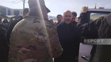 Turkish interior minister visits base point of Azerbaijani rescuers