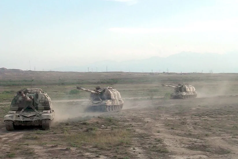 Combat firing carried out from Msta-S self-propelled howitzer