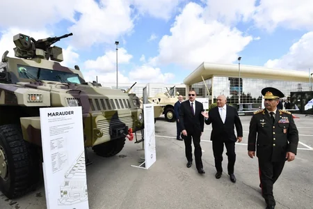 President Ilham Aliyev views 3rd Azerbaijan International Defense Exhibition ADEX 2018