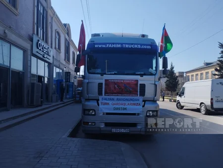 Neftçala və Salyandan Türkiyədə zəlzələdən zərərçəkənlərə 25 tonluq yardım göndərilib