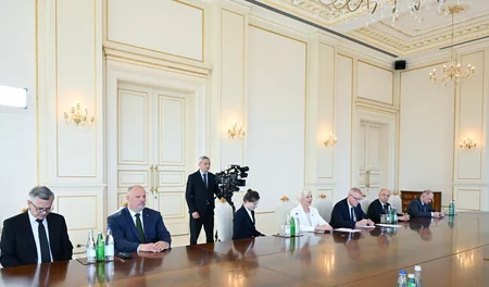 President Ilham Aliyev receives Speaker of Latvian Saeima and her accompanying delegation