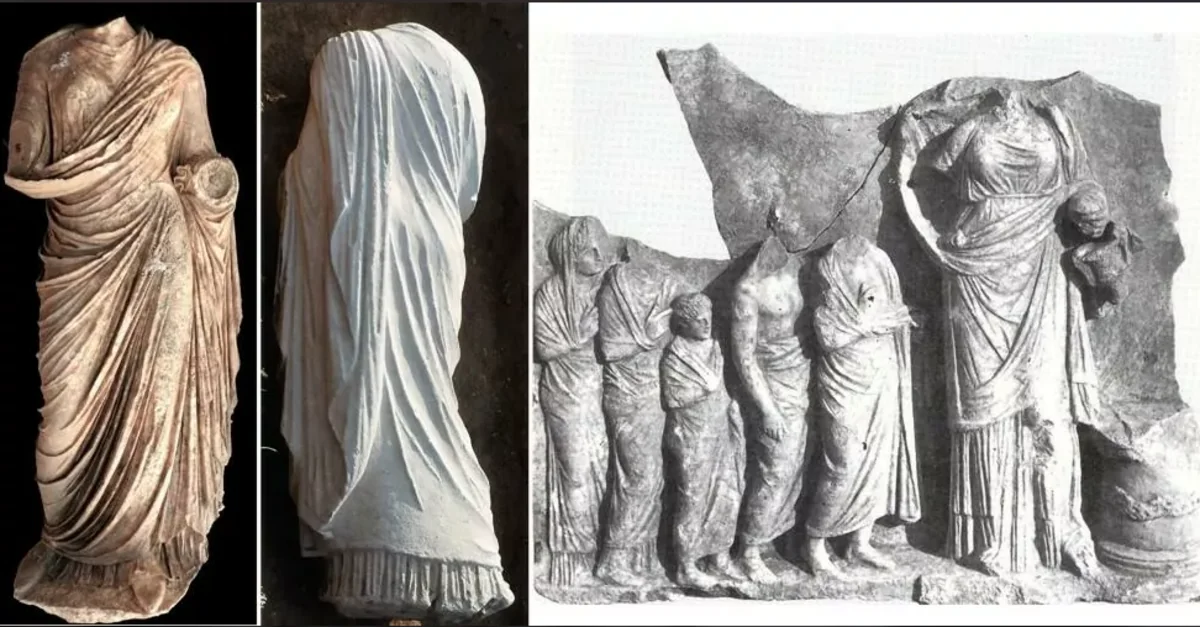 В Греции нашли древнюю статую женщины в тунике