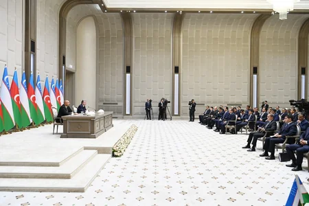 Presidents of Azerbaijan and Uzbekistan make press statements