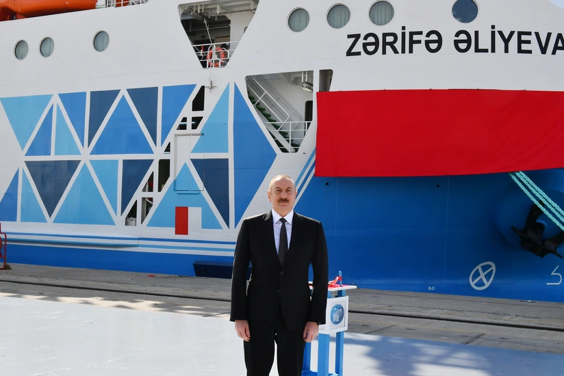 Azerbaijani President inaugurates Zarifa Aliyeva ferry boat
