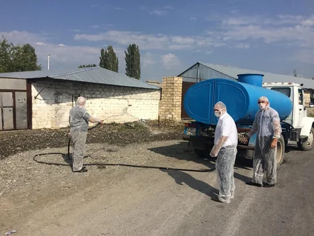 İsmayıllı və Göyçayın diri heyvan satışı bazarlarında dezinfeksiya tədbirləri aparılıb