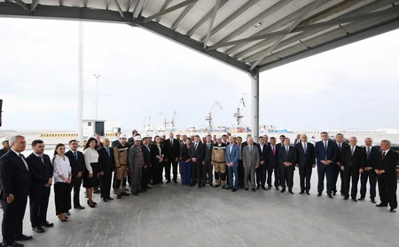 Prezident İlham Əliyev Bakı Beynəlxalq Dəniz Ticarət Limanı Kompleksinin açılışında iştirak edib - YENİLƏNİB