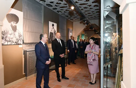 President Ilham Aliyev views Nurullaboy Palace Complex in city Khiva