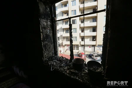 Bakıda yanan yataqxanadan - FOTOREPORTAJ