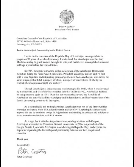 Several U.S. states and cities proclaim May 28 as Azerbaijan National Day