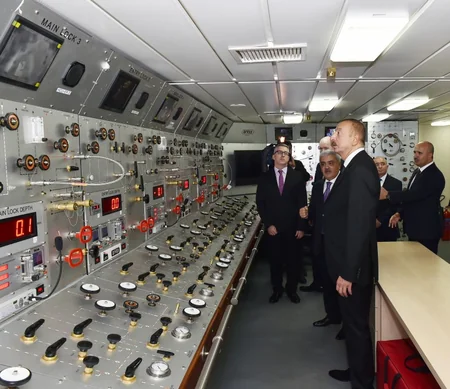 President Ilham Aliyev attends launch of Khankendi’ subsea construction vessel