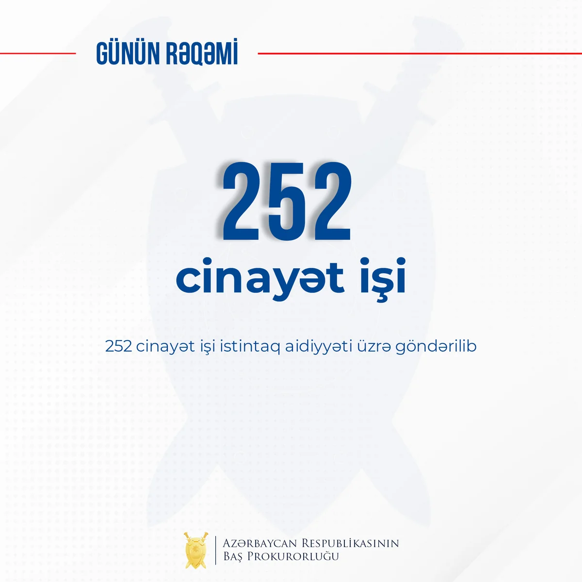 Bu il 252 cinayət işinin istintaqı aidiyyəti üzrə göndərilib