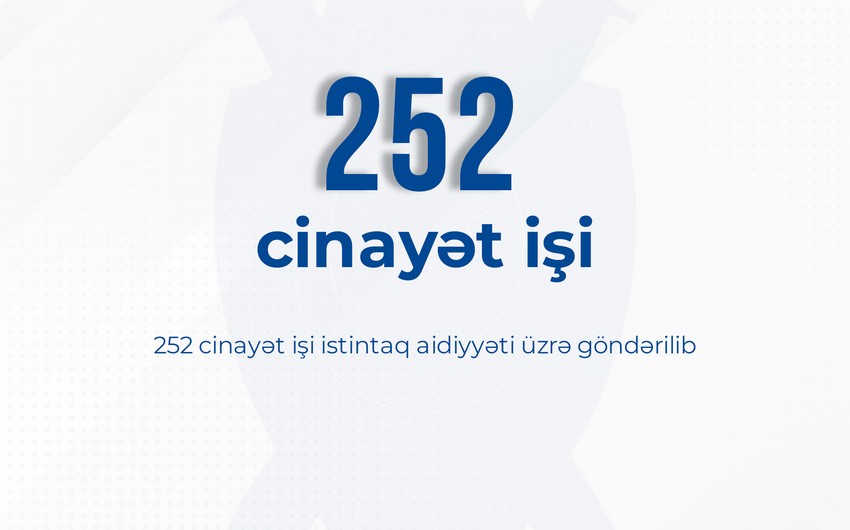 Bu il 252 cinayət işinin istintaqı aidiyyəti üzrə göndərilib